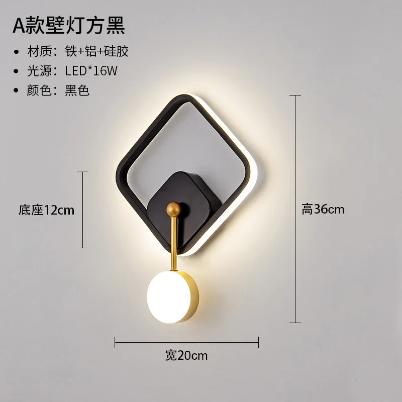 Nordic minimalist LED wall light with circular globe - vue 12 sur 13