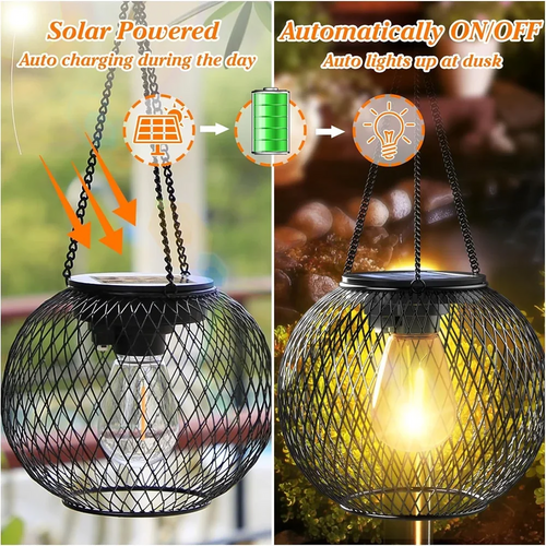 Solar Lantern Outdoor, Ortiny Upgraded Solar Lights for Outside Decorative Outdoor Hanging Lights Waterproof Solar Lanterns - vue 5 sur 6