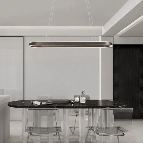 Minimalist Nordic design LED chandelier for long decoration - vue 4 sur 11