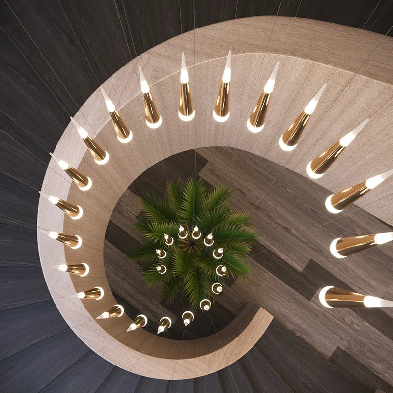 lustre led minimaliste moderne pour escalier duplex loft - vue 4 sur 17