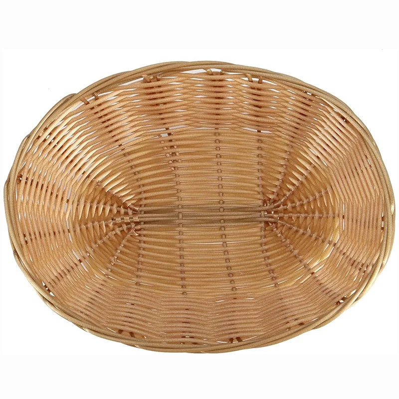 8/20Pcs Wicker Bread Baskets, Handwoven Oval Plastic Basket, Tabletop Fruit Vegetables Food Serving Basket for Home, Kitchen - vue 3 sur 6