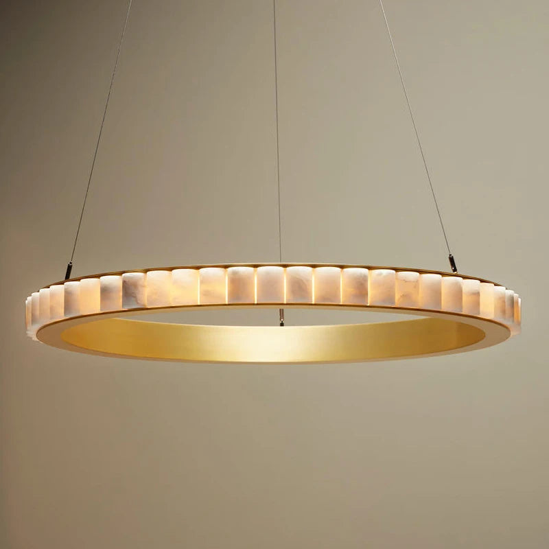 suspension ronde en marbre et acier inoxydable élégant - vue 2 sur 17