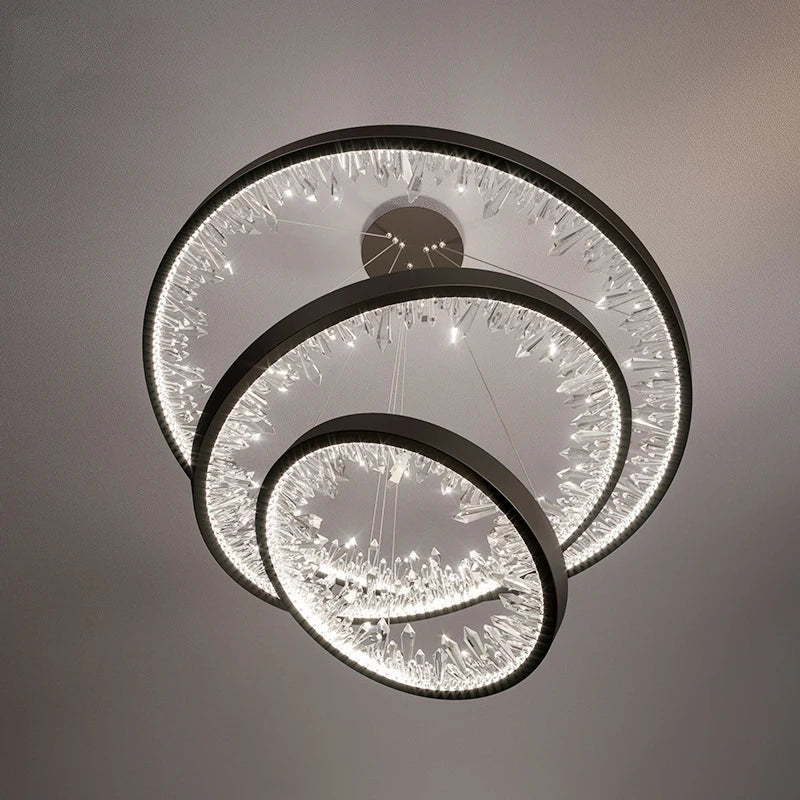 lustre moderne en cristal avec éclairage led pour villa - vue 7 sur 26