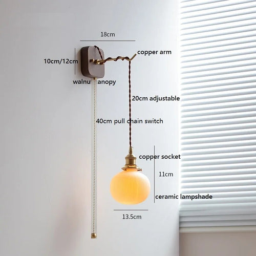 applique murale led noyer cuivre moderne baguette plug-in - vue 15 sur 23