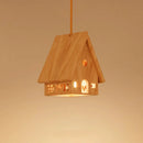 Solid wood minimalistic LED chandelier for children's room