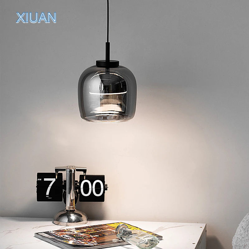 xiuan lampe de chevet à suspension en verre simple pour luminaires - vue 3 sur 8