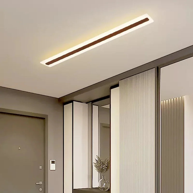 plafonnier led design nordique grain de bois moderne décoratif - vue 3 sur 16