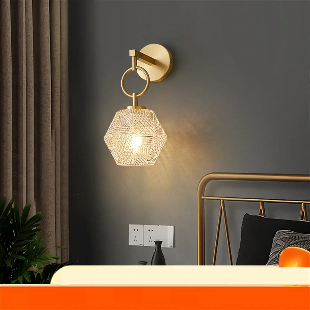 applique murale led en cuivre et verre style nordique moderne - vue 3 sur 12
