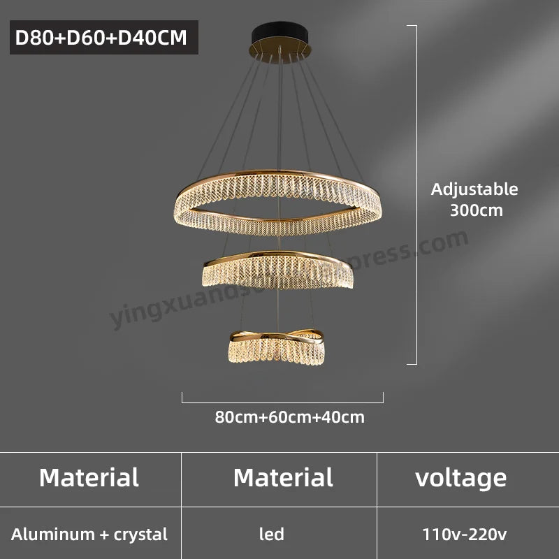 Minimalist Nordic style LED crystal chandelier - vue 10 sur 12