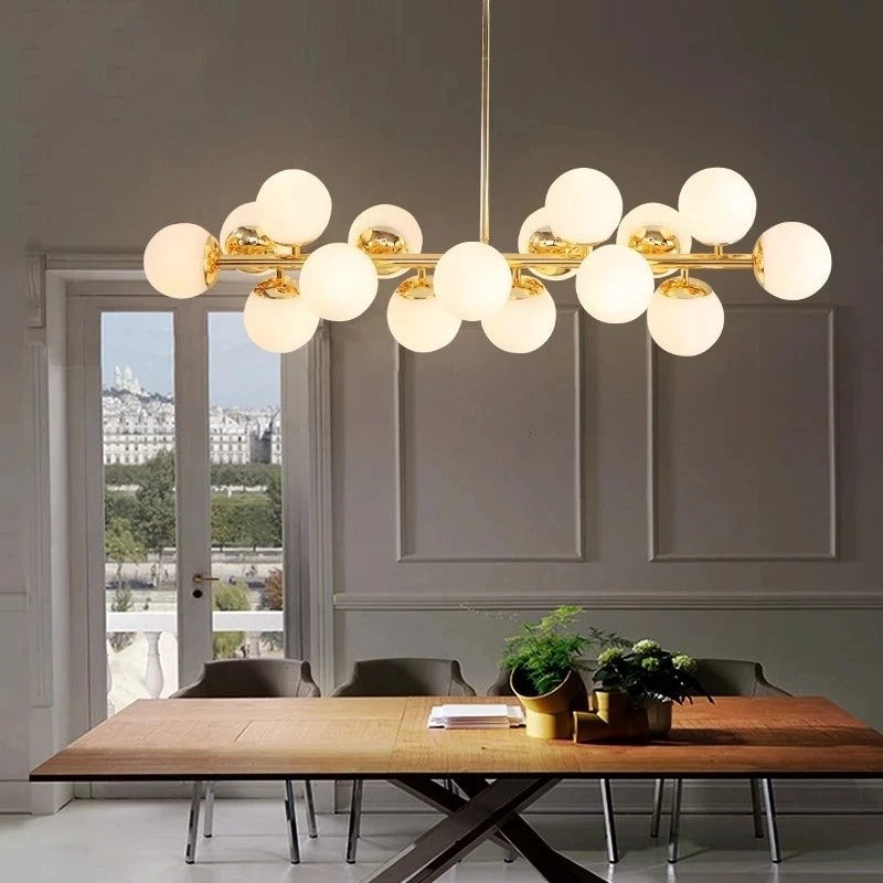 suspension lumineuse 25 têtes design romantique en verre