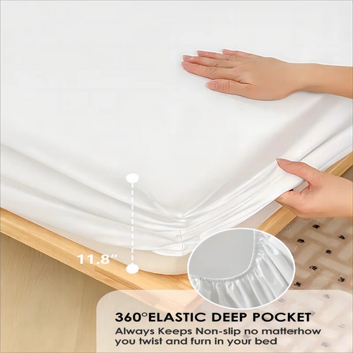 1PC Plain Color Waterproof Mattress Cover,Polyester Material, Thin Breathable,Bedroom，Four Seasons Apply - vue 5 sur 13