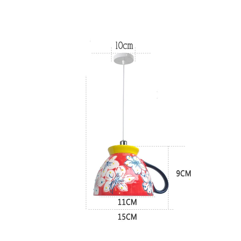 suspension moderne en céramique led théière pour cuisine - vue 18 sur 30