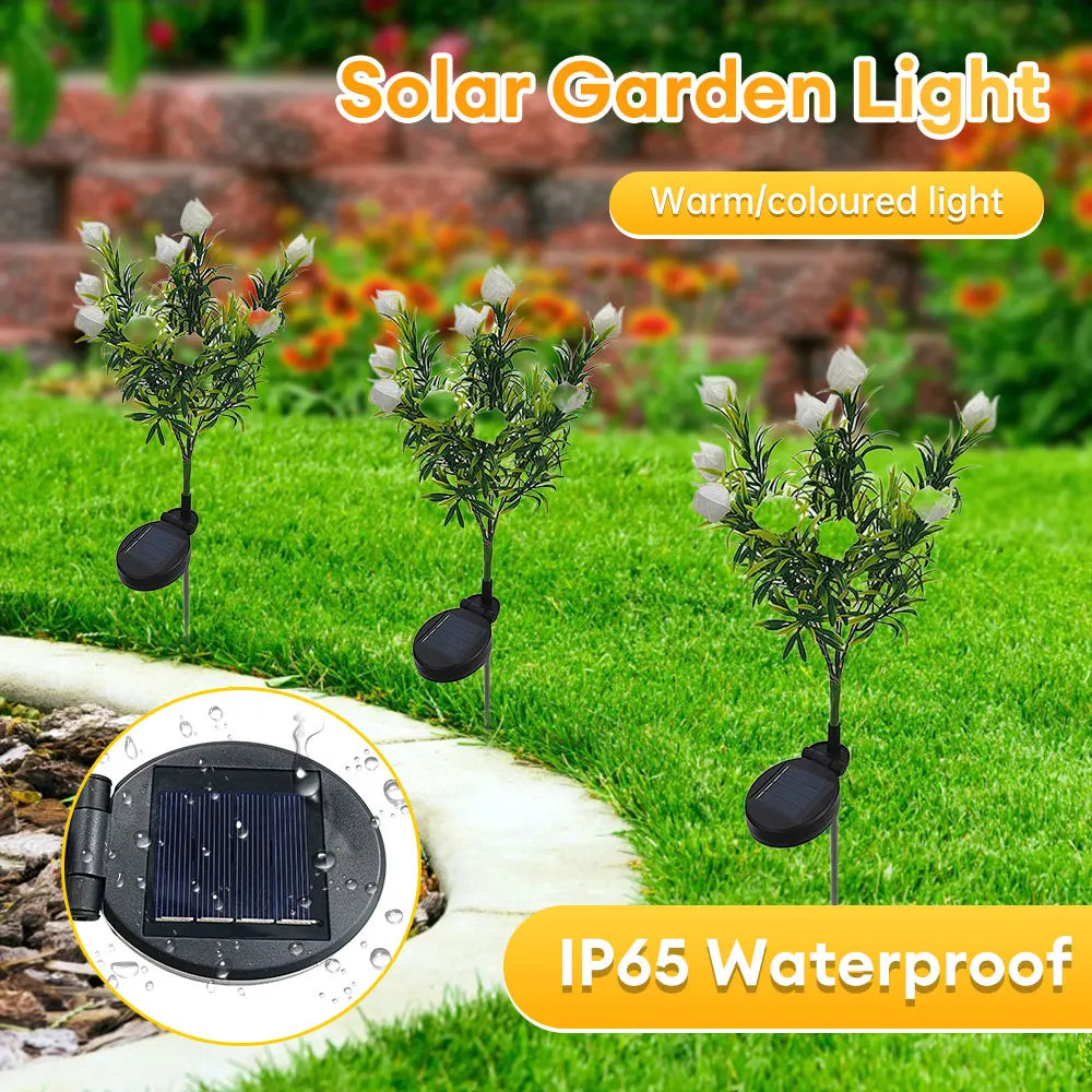 lampe solaire décorative pour jardin en forme de fleur lumineuse - vue 5 sur 8