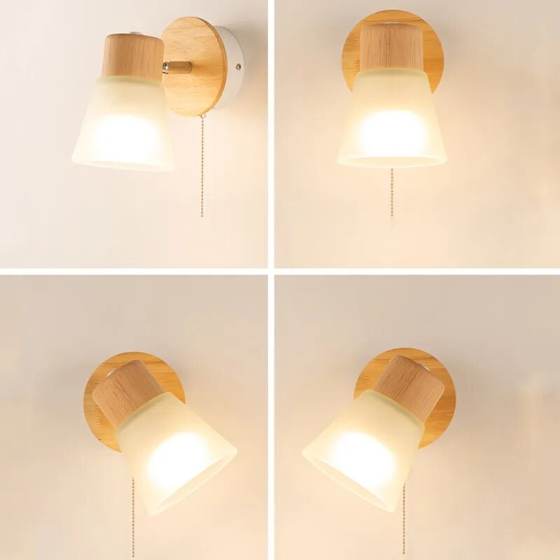 Applique murale LED en bois et verre
