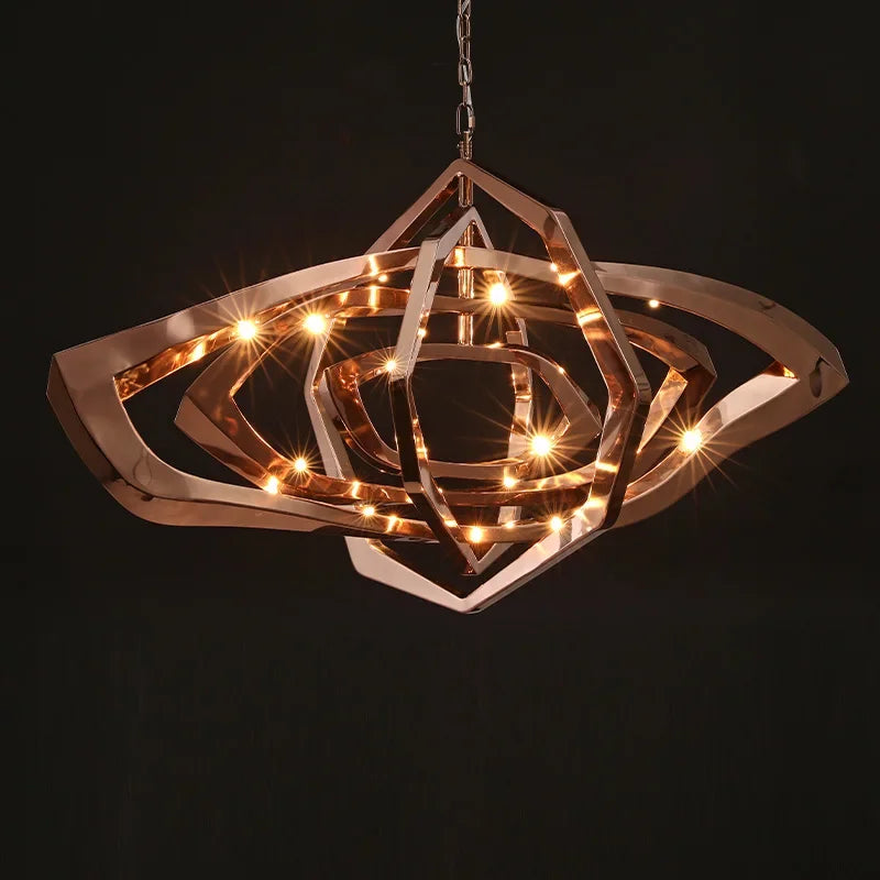 New Designer LED Living Room Chandeliers Stainless Steel Creative Dining Bedroom Lighting Postmodern Light Luxury Hanging Lamps - vue 2 sur 6