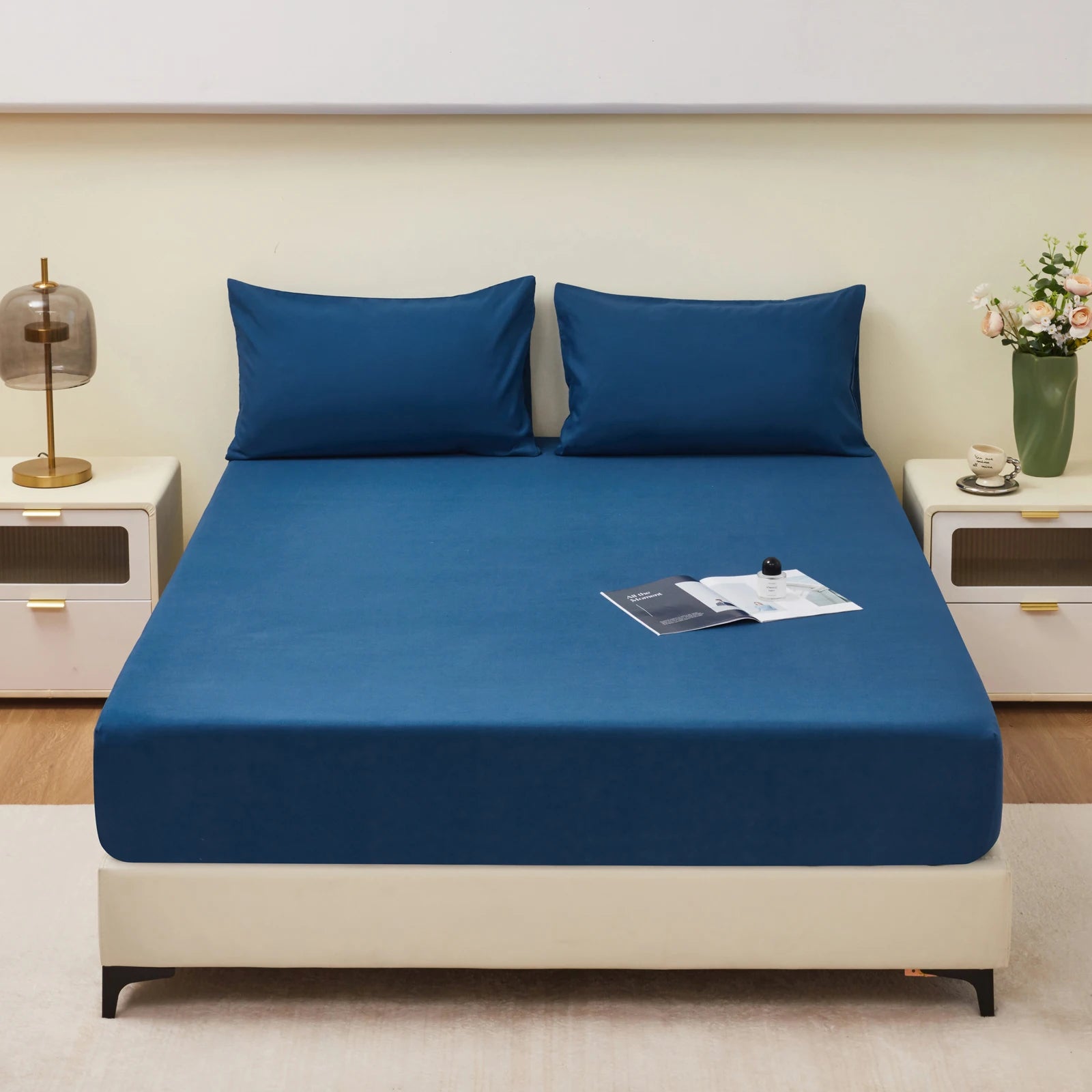 Safe Waterproof Mattress Protector, Soft Comfortable Breathable Solid Color Bedding Mattress Cover Fitted, Machine Washable - vue 9 sur 14