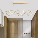 Minimalist modern stainless steel chandelier with decorative waves