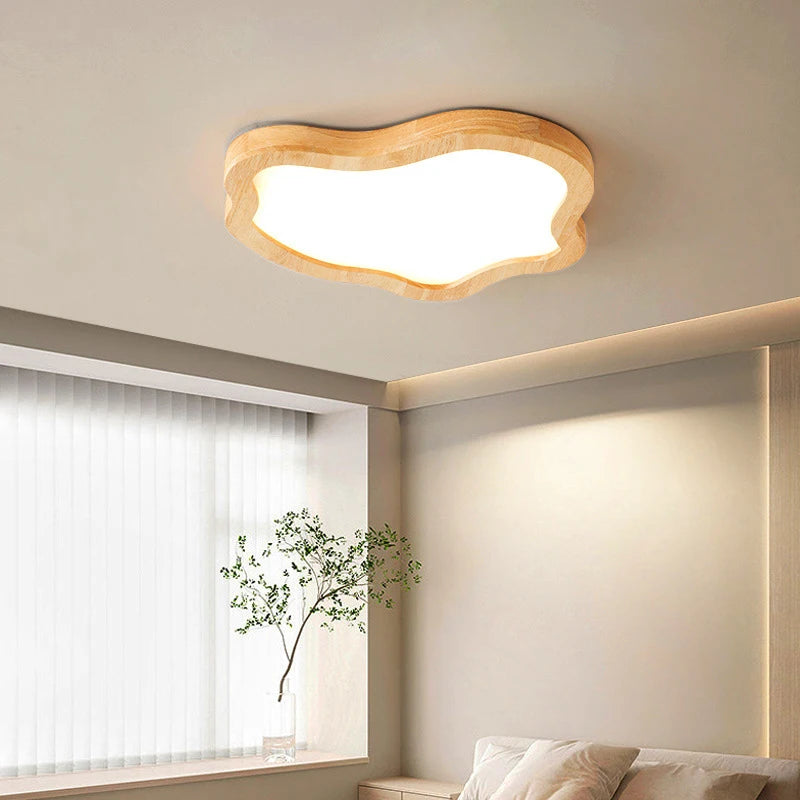 plafonnier moderne à leds avec grain de bois doré nordique - vue 5 sur 7