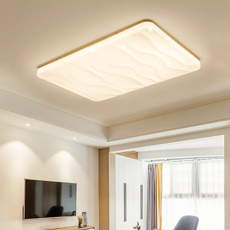 plafonnier led carré moderne simple en bois pour intérieur