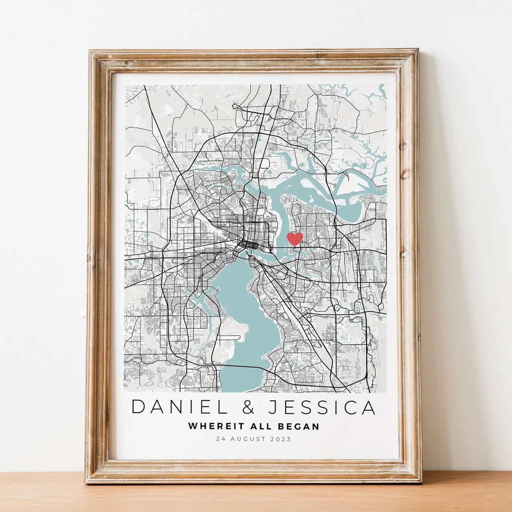 carte de ville personnalisée cadeau de saint-valentin pour lui - vue 4 sur 7