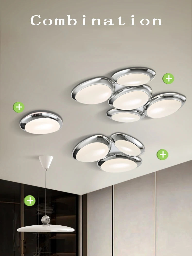 plafonnier led intelligent design moderne forme galets - vue 5 sur 9