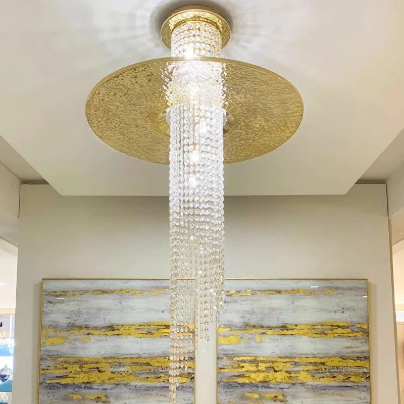 lustre en cristal moderne pour villa de luxe led - vue 5 sur 8