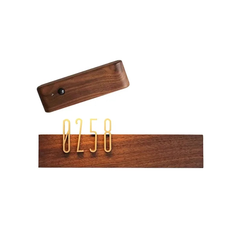 DIY Customizable Number Walnut Wood Retro, Decorative Plaque Charge Inductive Lighting for Entrance Door, Bedroom, Living Room - vue 7 sur 7