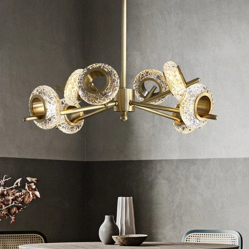 Nordic cracked glass chandelier with modern minimalist LED - vue 5 sur 10