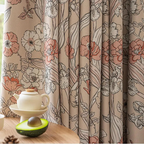 Rideau occultant motif floral style moderne pour salon