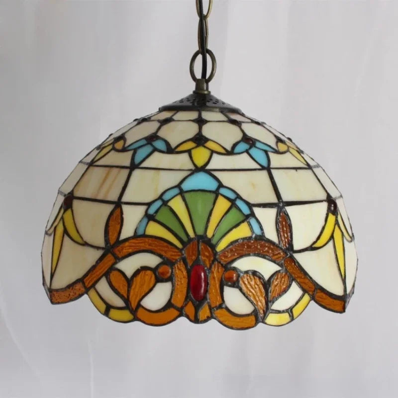 suspension tiffany en verre fait main style nordique paon