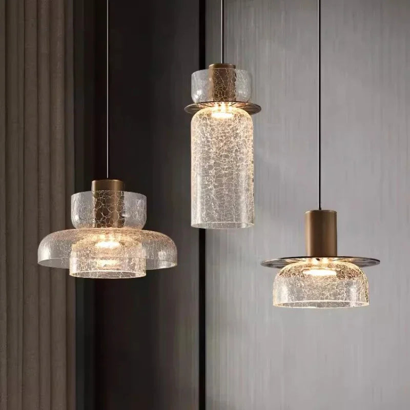 lustre en verre craquelé design rétro pour intérieur moderne - vue 2 sur 11