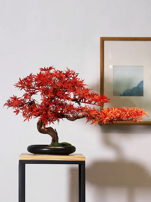 Simulation bonsai trees are suitable for decoration, immortal welcoming pine, green planting, artificial landscape, home, living - vue 4 sur 25