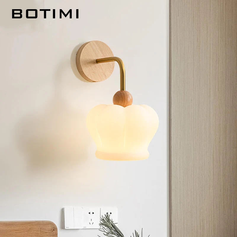Applique murale LED BOTIMI avec abat-jour verre