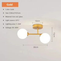 Modern minimalist glass ceiling light black gold 1/2 heads indoor lighting for hallway, aisle, balcony, entryway, cloakroom