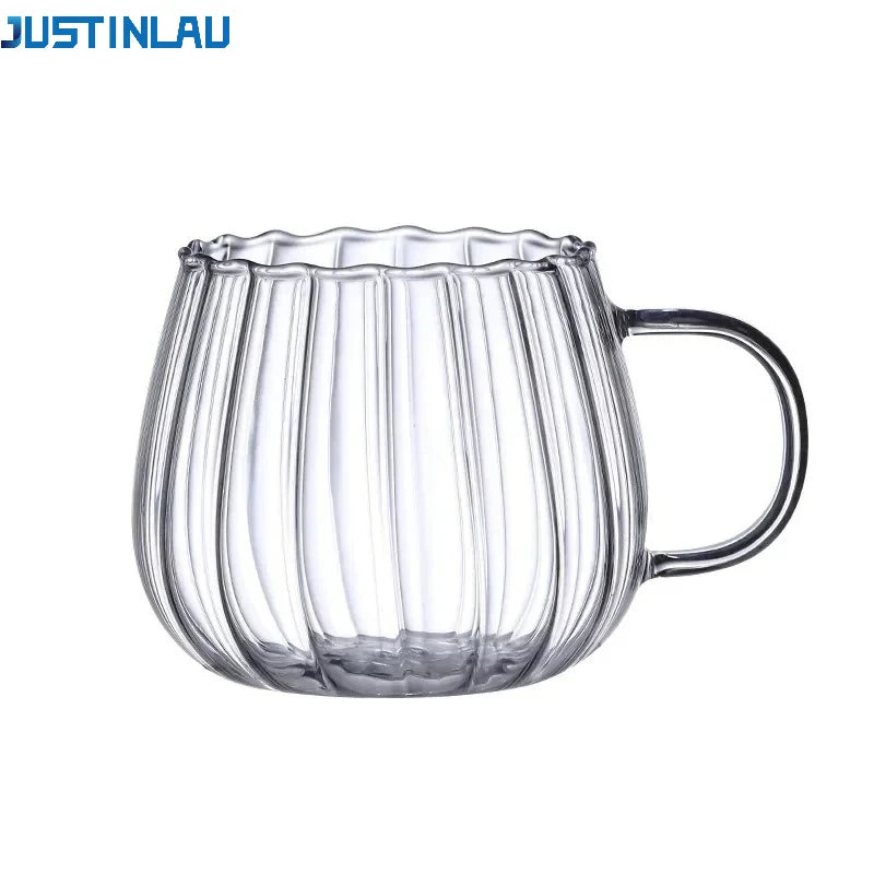 Tasse café verre borosilicate rayures 400 ml