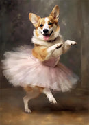 portraits de ballerine de chien art abstrait mural kawaii