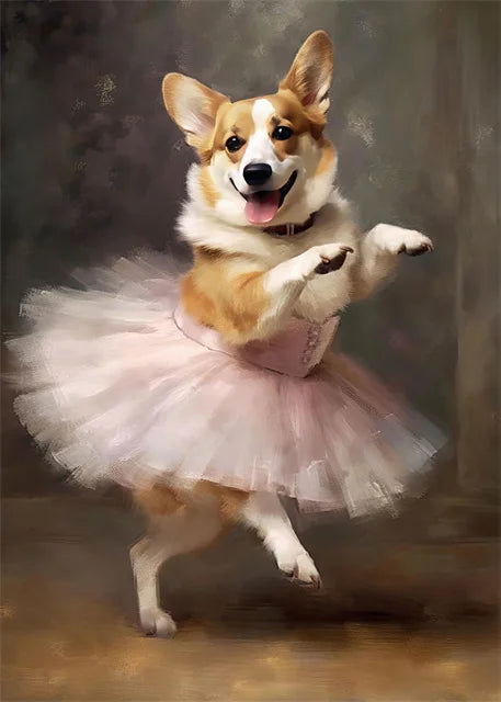 portraits de ballerine de chien art abstrait mural kawaii - vue 8 sur 26