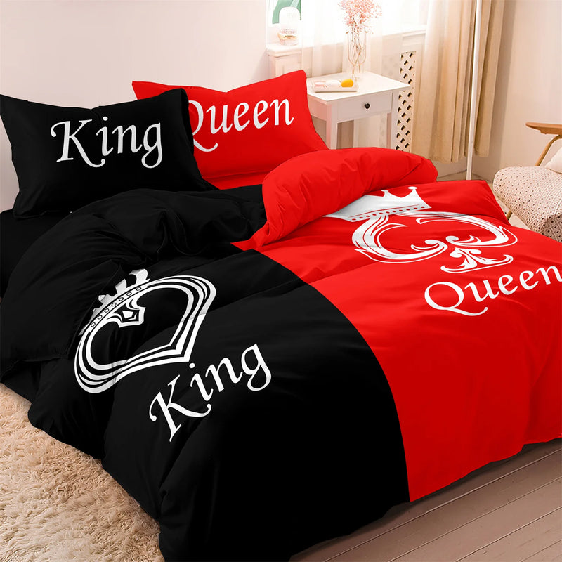 housse de couette imprimée cœur et lettres roses pour toutes saisons