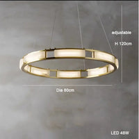lustre rond en marbre led post-moderne à intensité réglable