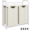 Laundry Basket, 2 Compartments, 2 x 46L, Laundry Hamper with 1 Shelf, Laundry Sorter, Laundry Bag, Extendable and Removable, Per