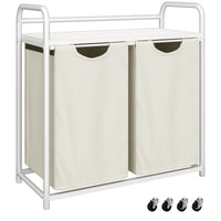 Laundry Basket, 2 Compartments, 2 x 46L, Laundry Hamper with 1 Shelf, Laundry Sorter, Laundry Bag, Extendable and Removable, Per