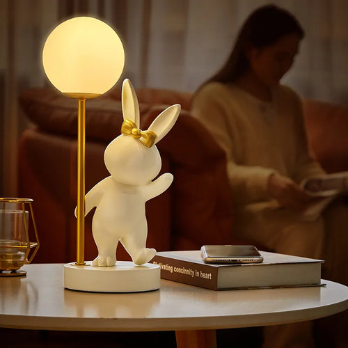Lampe de Table en forme de lapin rose nordique - vue 9 sur 16