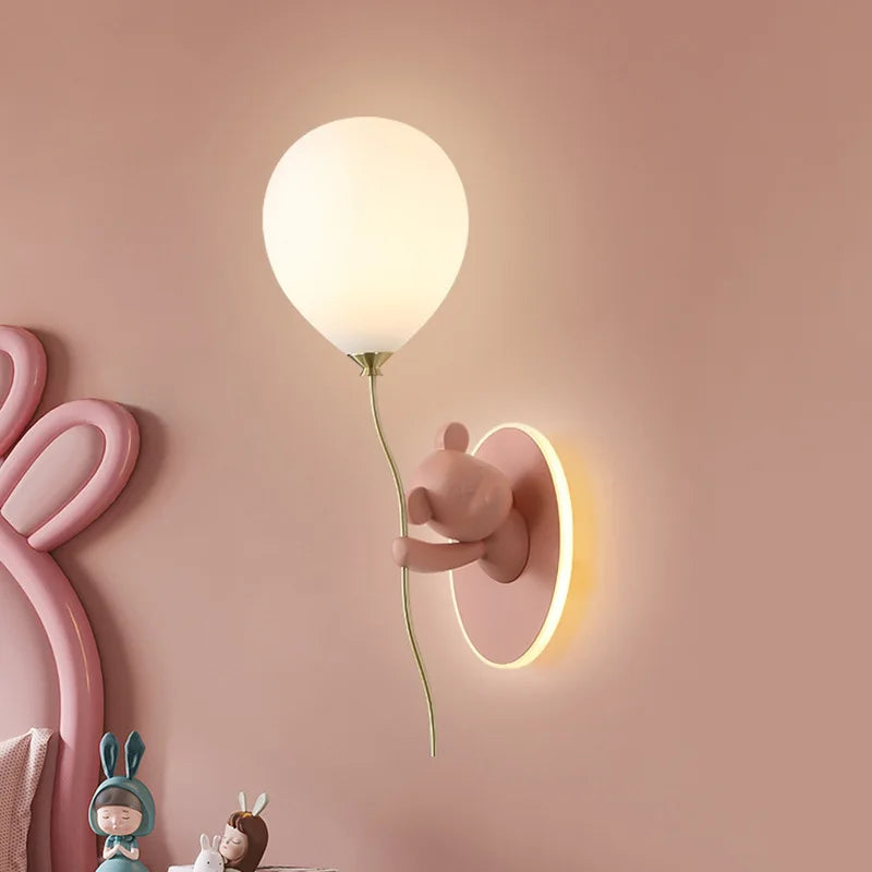 Applique murale nordique créative led avec dessin animé ours ballon - vue 3 sur 17
