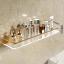 DOOKOLE Bathroom Floating Shelves Gold, Wall Mounted Storage Shelves with Towel Bar for Bathroom, Kitchen, Bedroom
