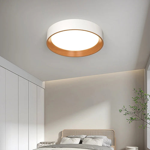 Minimalist Nordic wood grain LED ceiling light - vue 2 sur 12