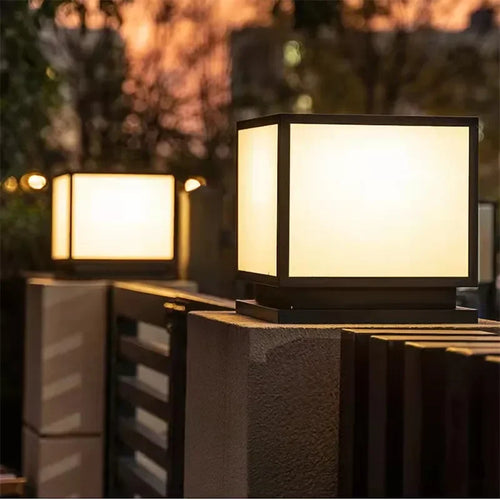 Vintage square waterproof outdoor post lamp for garden and terrace - vue 5 sur 14