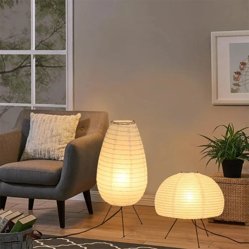 lampe de chevet wabi sabi en papier de riz rétro créative décorative - vue 2 sur 9