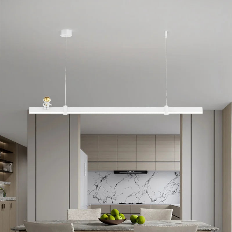 suspension led minimaliste moderne en acier brossé noir - vue 4 sur 12