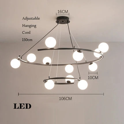 lustre créatif en fer et verre pour décoration élégante - vue 8 sur 16