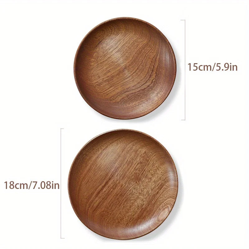 Assiettes plates bois artisanales style rustique service table - vue 7 sur 8